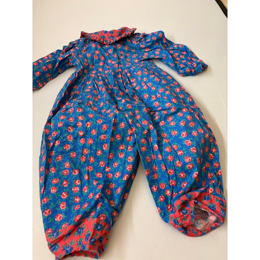 Vintage Mousefeathers Floral Jumpsuit Romper Ruffle Collar Size 2 Cottagecore - Picture 2 of 6